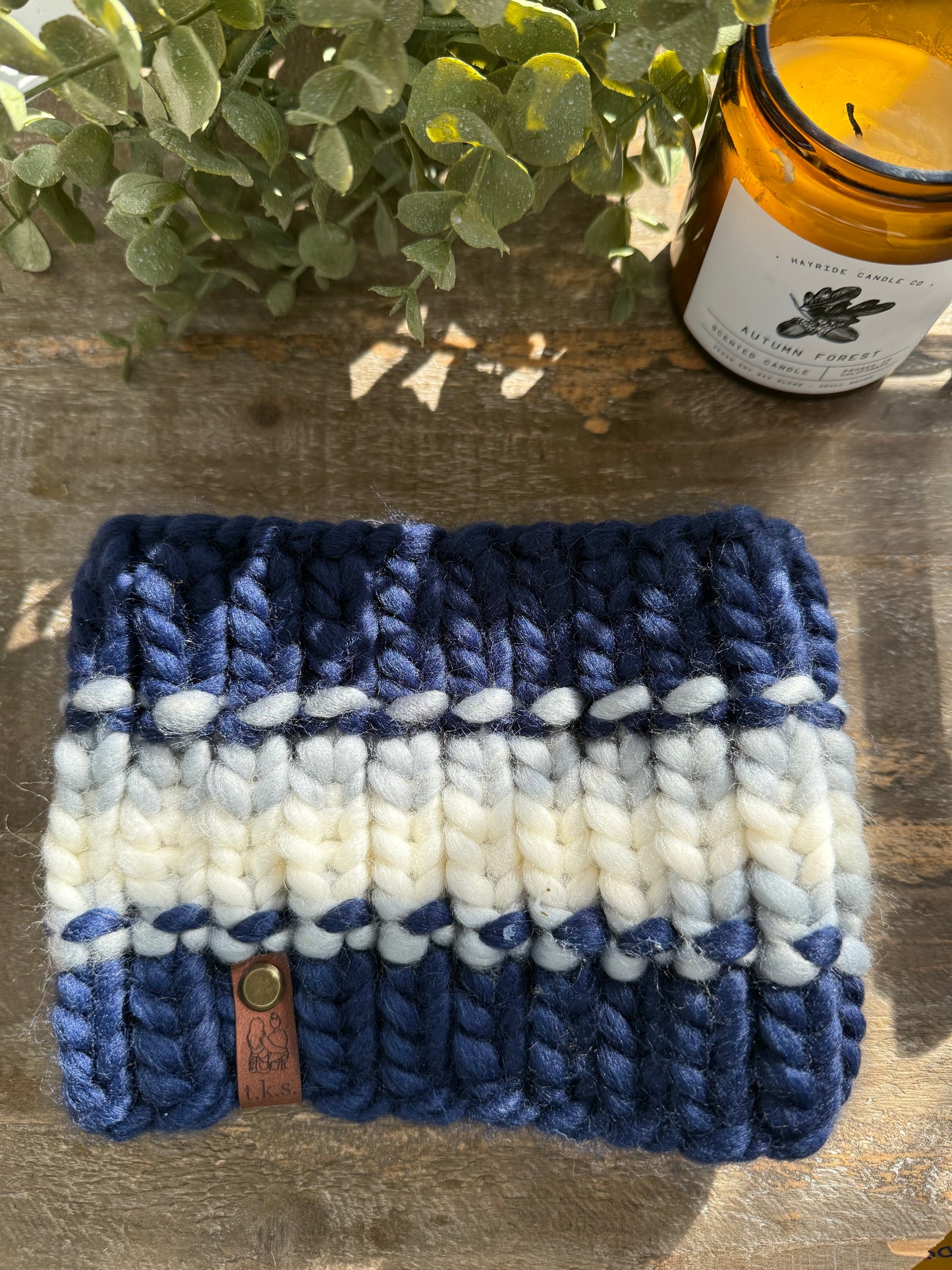 Navy Blue, Grey/Cream Eco Headband