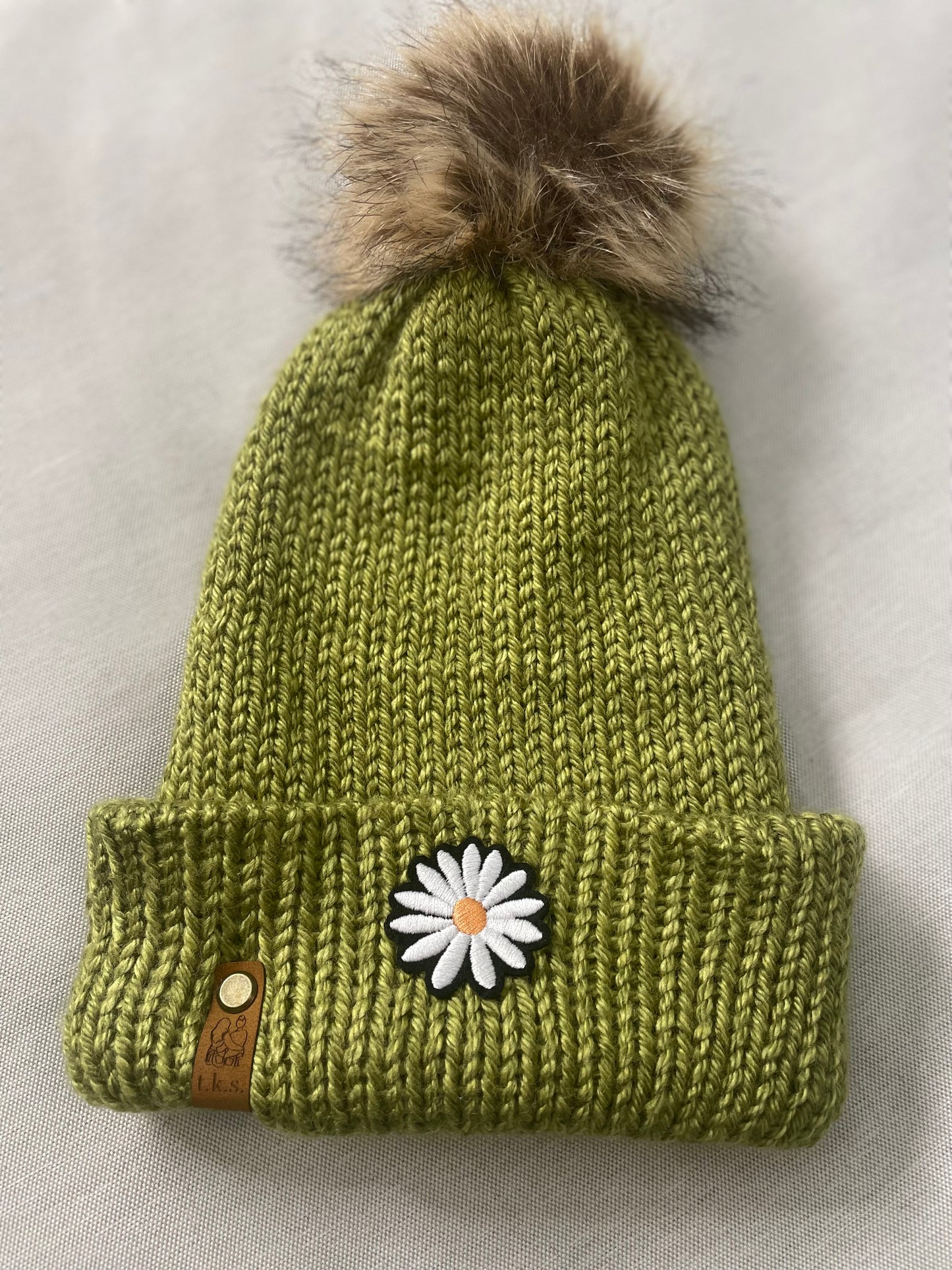 Folded Brim Daisy Beanie