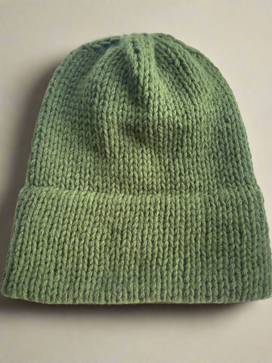 Double Brim Beanie in Olive Green