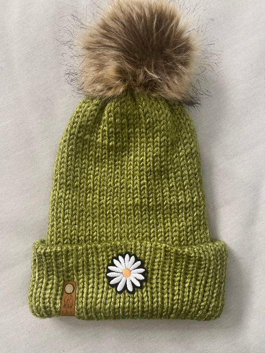 Folded Brim Daisy Beanie