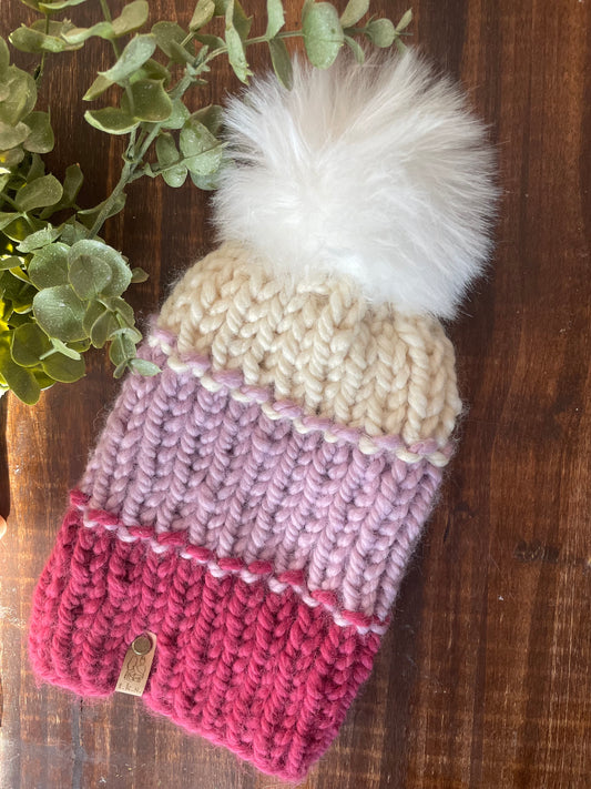 Eco Beanie Pink/Purple/Cream