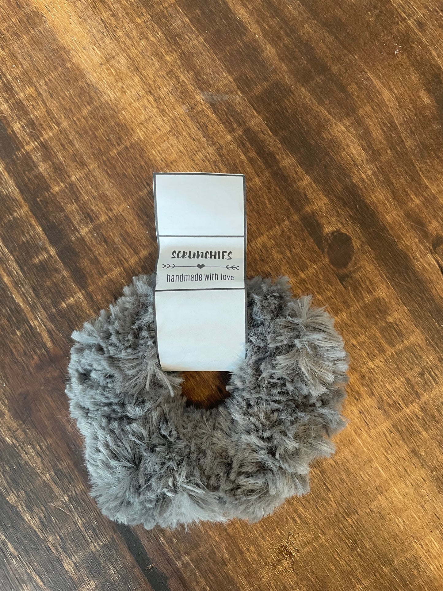Dark Grey Faux Fur Scrunchie